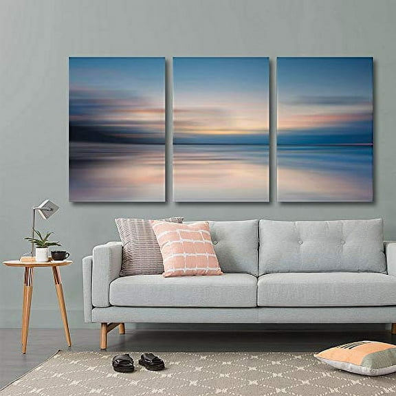 wall26 Canvas Print Wall Art Set Abstract Blurry Lake Landscape at Dawn Nature Wilderness Photography Modern Art Rustic Scenic Colorful Vibrant for Living Room, Bedroom, Office - 16"x24"x3