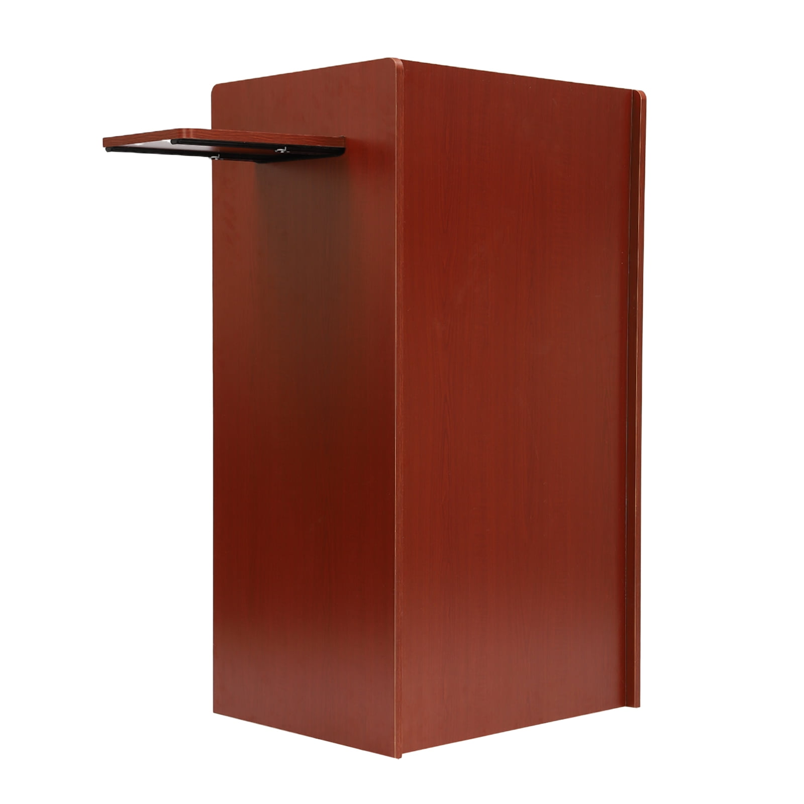 Mobile Lectern Podium Stand, Indoor Outdoor Hostess Stand Desk with Storage Shelves and Keyboard Tray for Churches Classrooms Adult Cherry