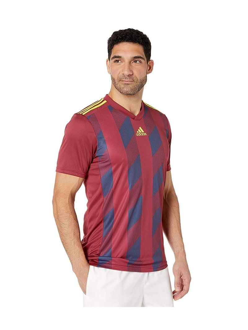 adidas Men's Striped 19 Soccer Jersey, Collegiate Burgundy/Bright