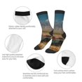 thumbnail image 3 of Zufioo Deserted Classic Car Landscape Print Children's Mid-tube Socks, Contrast Color High Elastic Sports Socks - Sweat-absorbent, Warm, Suitable for Children Aged 6-10, 3 of 5