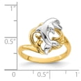 thumbnail image 3 of Solid 14k Yellow and White Gold Two Tone Dolphin Wave Ring Band Size 5, 3 of 8