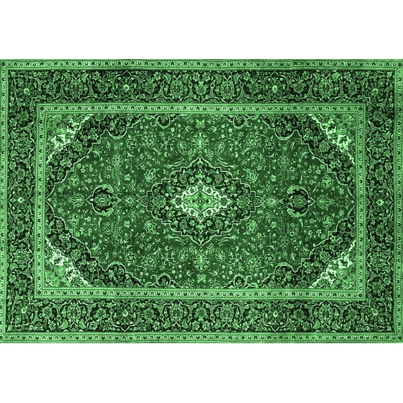 Ahgly Company Indoor Rectangle Medallion Emerald Green Traditional Area Rugs, 7' x 10'