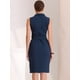 thumbnail image 4 of Vestido de oficina de trabajo con cinturón y solapa con muescas sin mangas para mujer Azul marino XL, 4 of 5