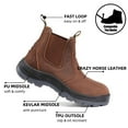 thumbnail image 2 of CRZ822 6 inch Composite Toe 100% Leather Slip Resistant Impact Resistant Work Boots, Slip On Chelsea Working Boots For Men Reddish Brown Shoes Size 7, 2 of 8