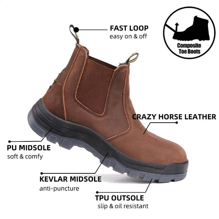 CRZ802 6 inch Soft Toe 100% Leather Slip Resistant Work 