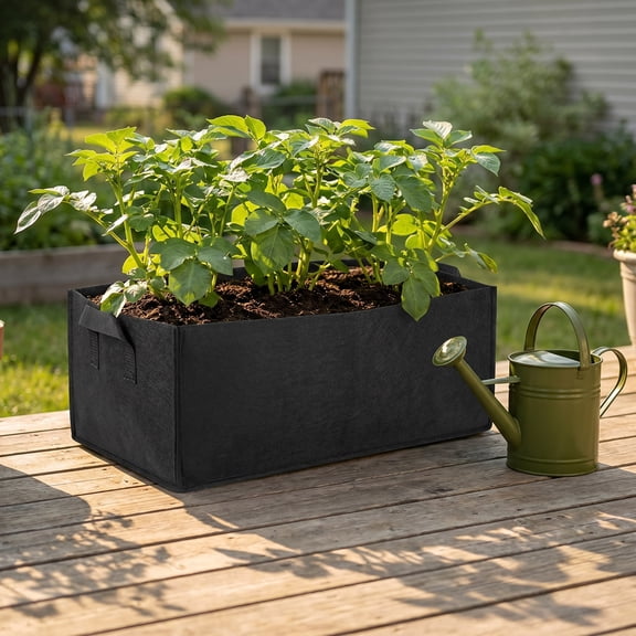2 Pcs Garden Grow Bags, Grow Bags, Breathable Fabric Pots, Potato Bag, Fabric Plant Pot, Rectangle Planter w/ Handles for Plants/Flowers/Vegetables