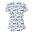 thumbnail image 3 of 2025 Femmes Manches Courtes V Femmes T-Shirts Manches Longues Plus Hauts Col Roulé Simulé Blouse Imprimée Manches Longues, 3 of 3