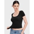 thumbnail image 6 of Women's Scoop Neck Short Sleeve T Shirt Slim Fit Sexy Tops, 6 of 6