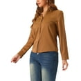 thumbnail image 4 of INSPIRE CHIC Women's Work Office Shirt V Neck Button Down Long Sleeve Chiffon Blouse Tops, 4 of 6