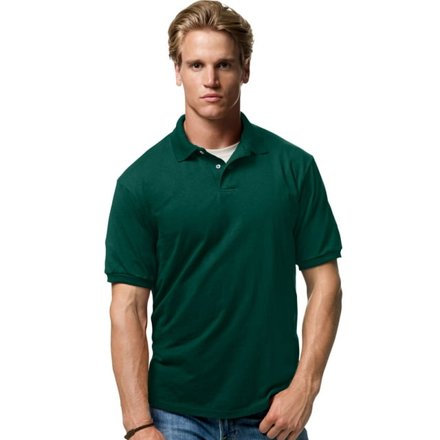 Hanes Polo en Jersey pour Hommes en Mélange de Coton, m, Vert Forêt Profond