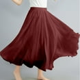 thumbnail image 5 of EINCcm Women Midi Length Elastic Pleated Retro Flax Long Skirt High Elastic Waist Casual Solid Color Skirts, 5 of 5
