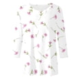 thumbnail image 5 of Womens Graphic T-shirts 3/4 Sleeve Crewneck Colorful Floral Print Button Tee Summer Casual Tops Pink L, 5 of 5