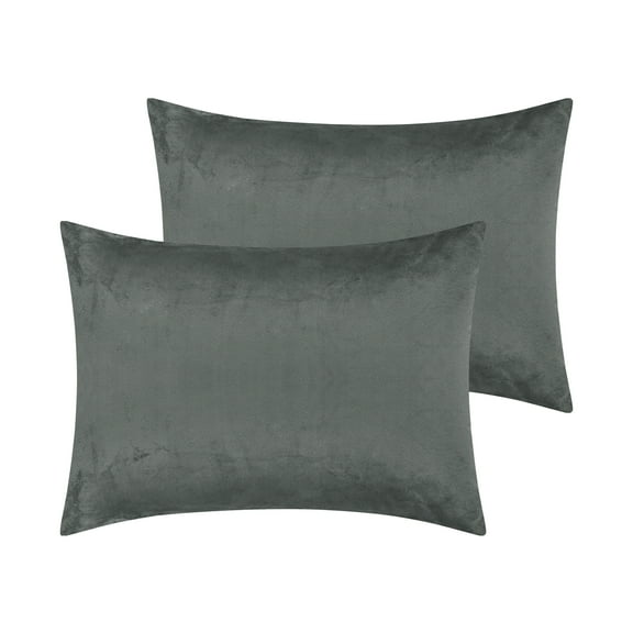 REGALWOVEN 2 Pack Velvet Pillowcases Fuzzy Flannel Pillow Covers with Envelope Closure Grey Queen(20"x30")