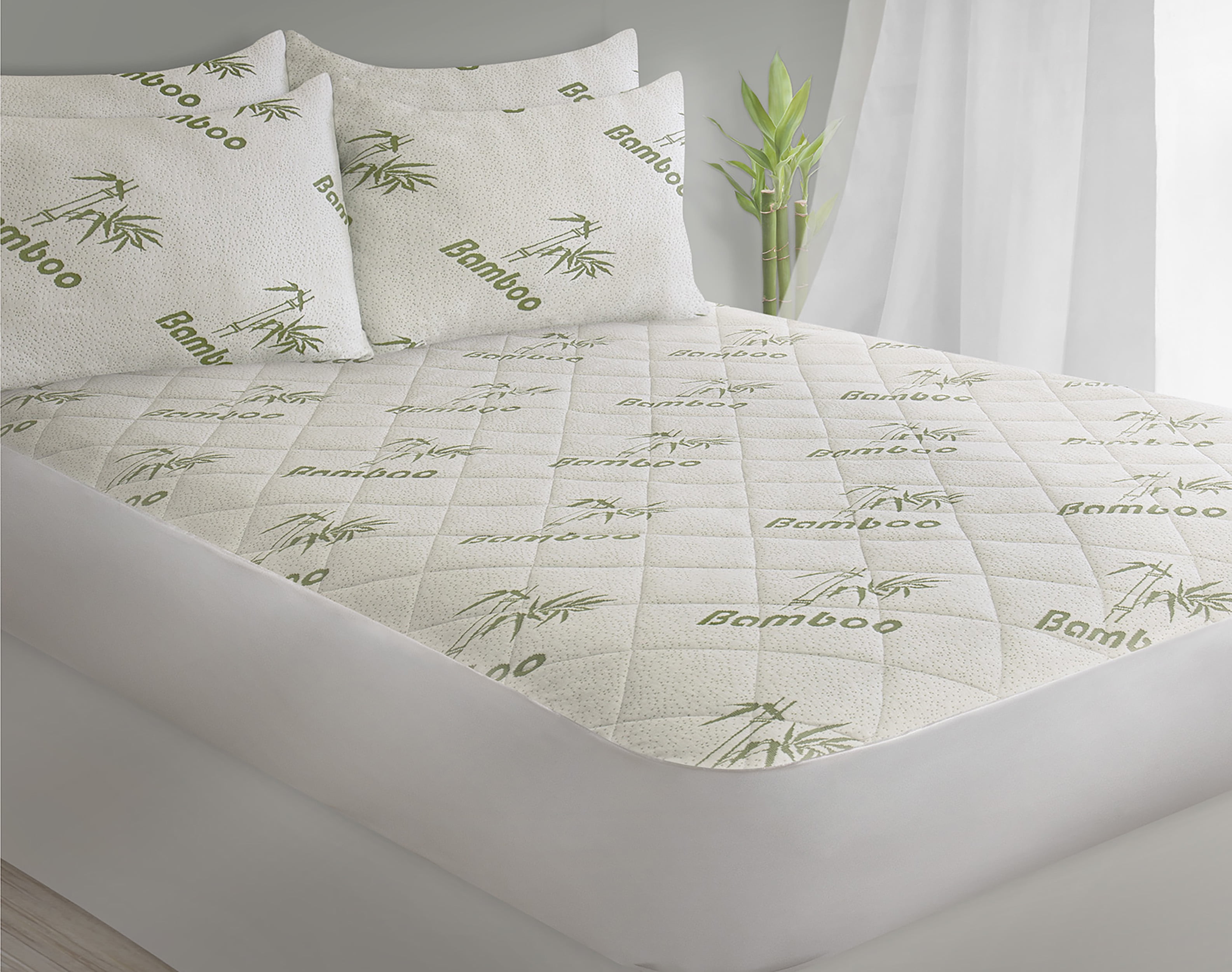 Mattress Protection Cover Pad Bamboo Jacquard Twin White, Protector