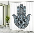 thumbnail image 4 of Ambesonne Hamsa Shower Curtain, Boho Style Vintage Eye Print, 69"Wx84"L, Pale Blue, 4 of 4