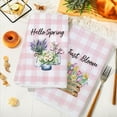 thumbnail image 4 of Hello Spring Kitchen Towel Floral Blossom Flower Dish Towel 18 x 26 Inch Pink White Buffalo Plaid Hand Drying Tea Towel for Weing Anniversary Cooking Baking, 2Pcs, 4 of 6