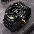 thumbnail image 4 of SKMEI Men's Military Waterproof Watch with Stop Watch, Compass Countdown EL Glow Sport Watch, Black Gold, 4 of 16
