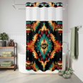 thumbnail image 6 of No Hook Shower Curtain, Boho Orange Teal Shower Curtains for Bathroom with See Through Top Window, Geometric Vintage Southwestern Ethnic Waterproof & Washable Bath Curtain Stand Up Stall 36"x72", 6 of 9