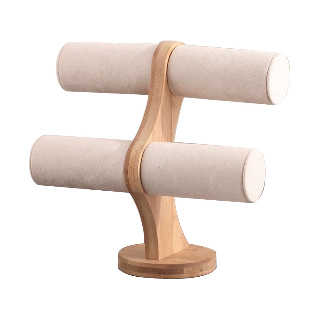 ✪ Table Top Wooden Holder Display T Bar Stand Bracelets Rack Jewelry Display Tower Holder Watch Storage Bangle Organizer