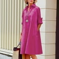 thumbnail image 2 of Women Spring Summer Casual Solid Color Lapel Button Long Shirt Dress, 2 of 6