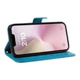thumbnail image 4 of Dteck Pattern Case for iPhone SE4,Magnetic Leather Butterfly Floral Embossed Flip Case Card Slots Wallet Stand Cover with Wrist Strap for iPhone SE4,Blue, 4 of 7