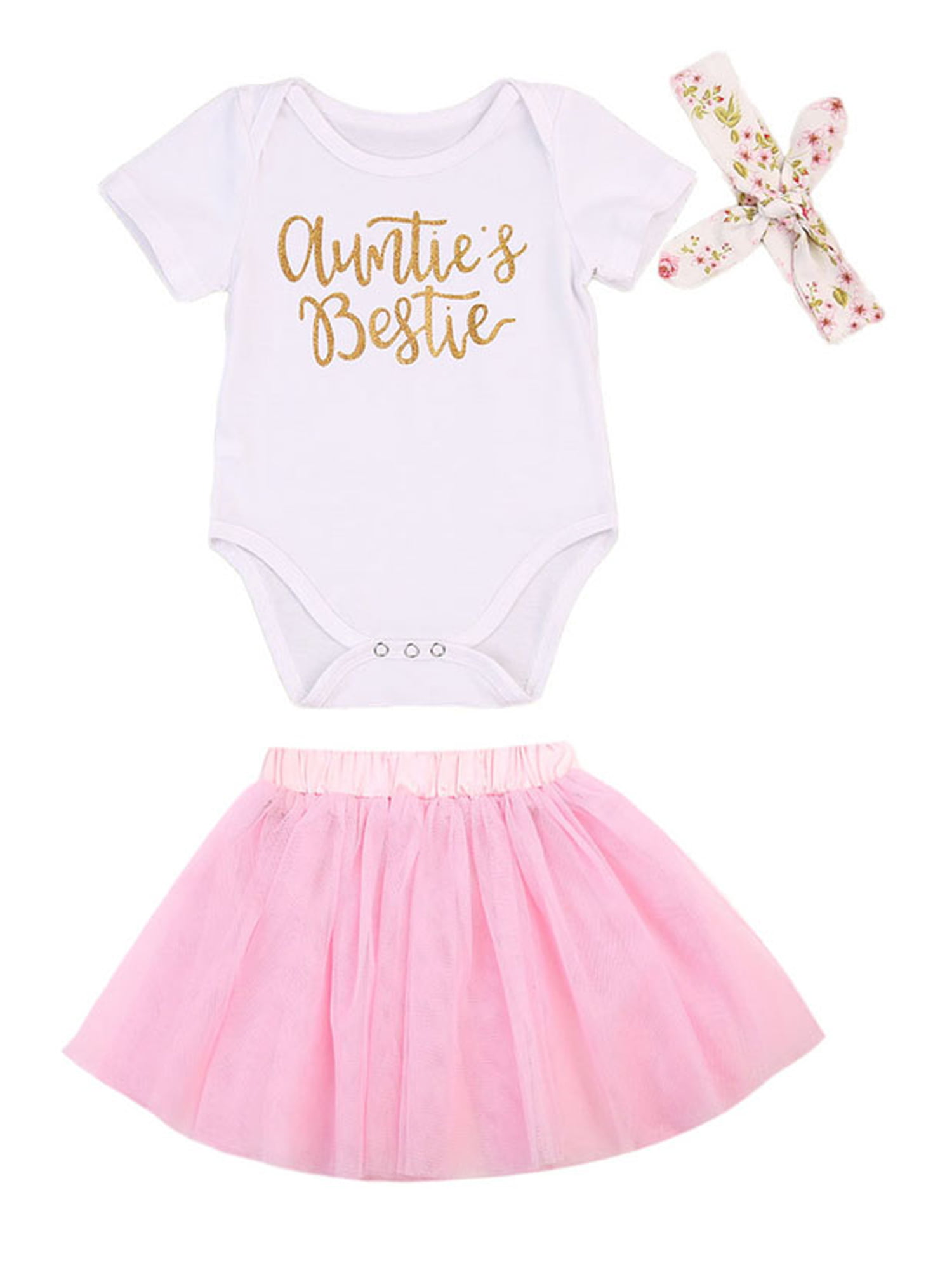 2Pcs/Set Newborn Baby Girls Summer Outfit Daddy Mommy Romper Bodysuit+Tutu Skirt Clothes