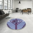 thumbnail image 4 of Ahgly Company Machine Washable Indoor Round Transitional Denim Blue Area Rugs, 4' Round, 4 of 7