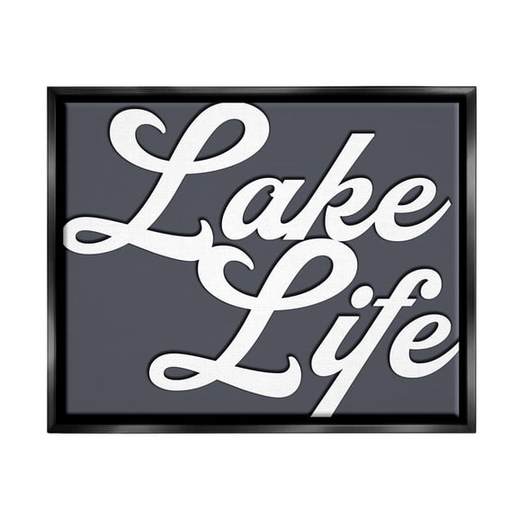 Stupell Lake Life Nautical Phrase Landscape Painting Black Floater Framed Art Print Wall Art