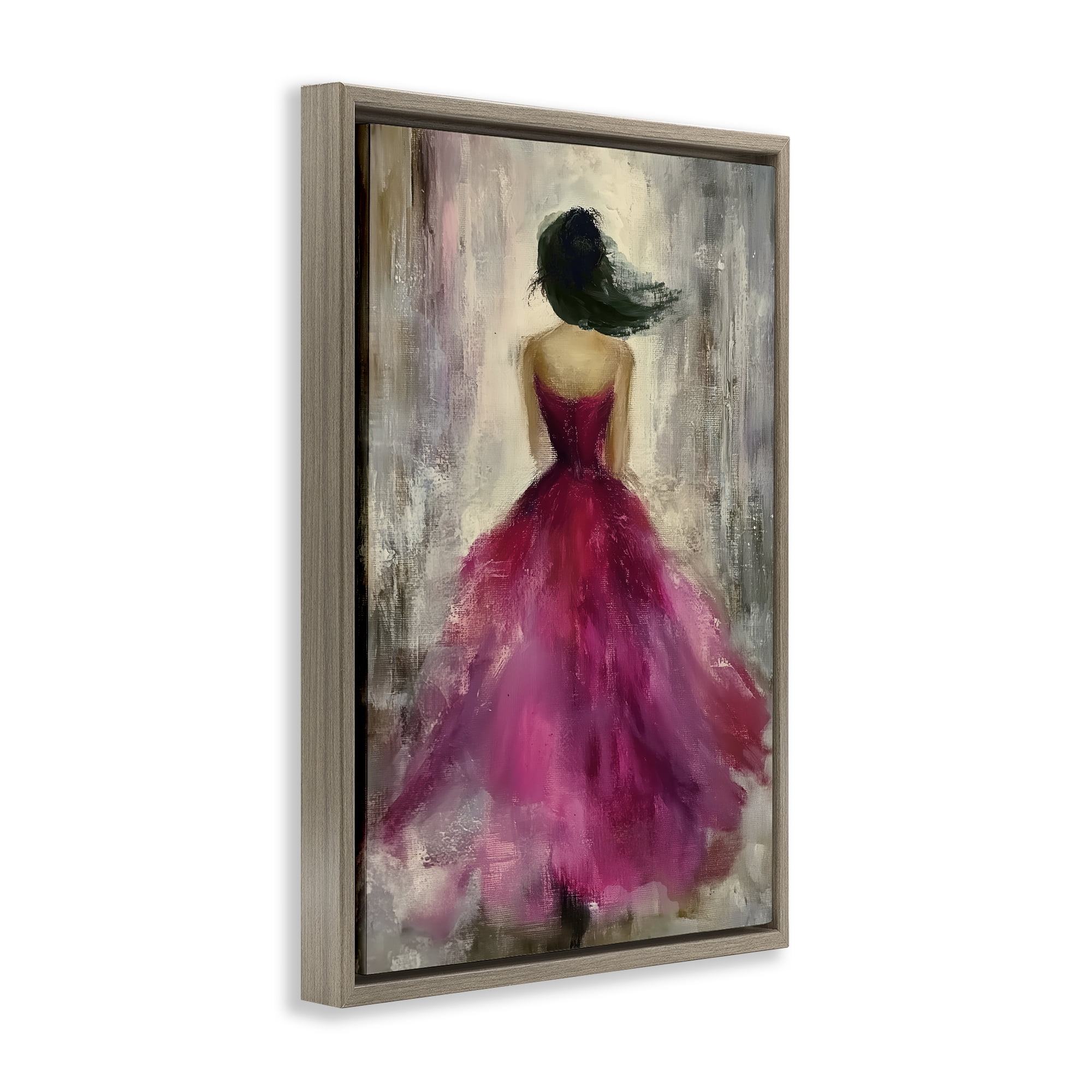 After Midnight Girl in Gown Brown Framed Floater Canvas Wall Art, design by Annabelle Hall