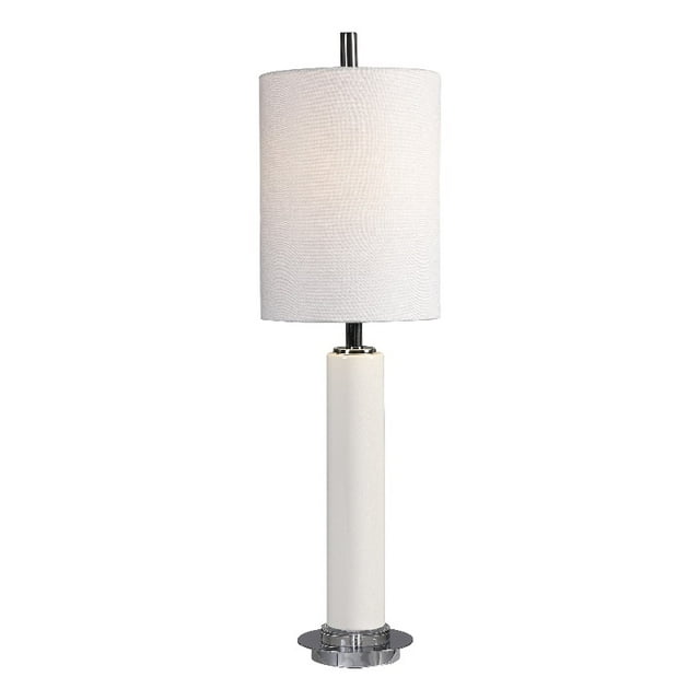 Uttermost Windsor Ceramic Iron and Crystal Crackle Buffet Lamp in White