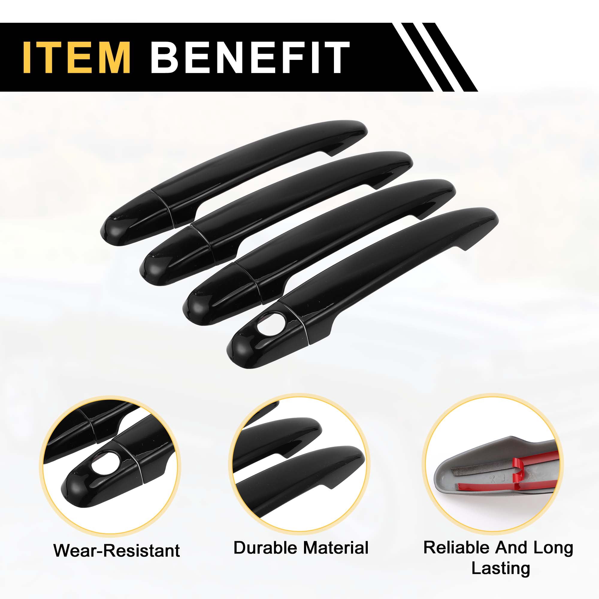 Unique Bargains 4pcs Exterior Door Handle Cover for Toyota 4Runner 2003-2010 Black