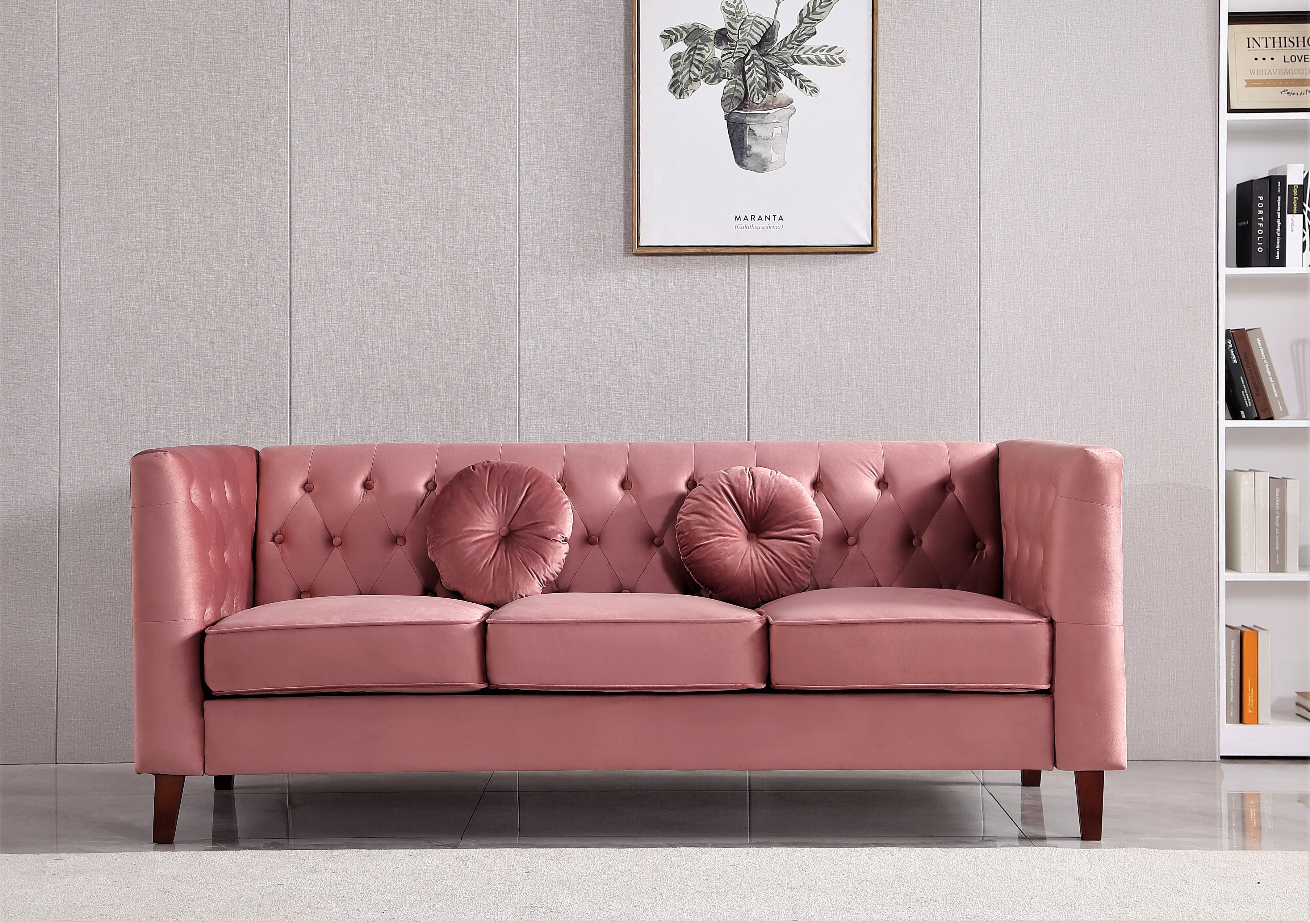 Uspridefurniture Fancher Kittleson Classic Chesterfield Velvet 2 Pieces Livingroom Set, Sofa & Loveseat