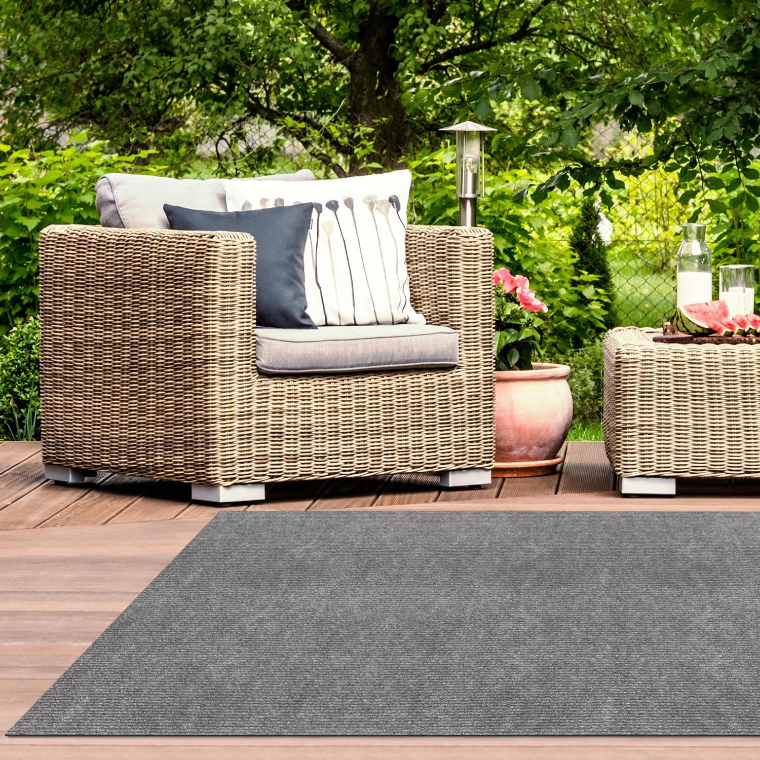 Tapis d'intérieur-extérieur gris de 6 pi x 8 pi