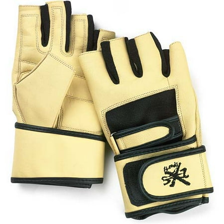 Buckskin Weightlifting Glove With Leather Wrist Wrap