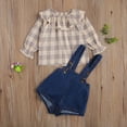 thumbnail image 6 of Seyurigaoka Flower Print Flare Sleeve Long Sleeve Top + Denim Overalls Clothing Set, 6 of 7