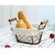 thumbnail image 5 of Cesta de alambre para almacenamiento de pan, mango de madera plegable con forro de tela, cestas para servir alimentos, cosméticos, joyería, aperitivos, ovalada, 5 of 12