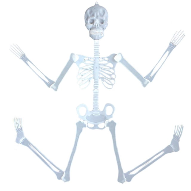 32Cm Luminous Skull Skeleton Body Scary Halloween Toy Plastic Material Glow In Dark Haunted House Decor Prop Movable Legs Hands Gift For Parties