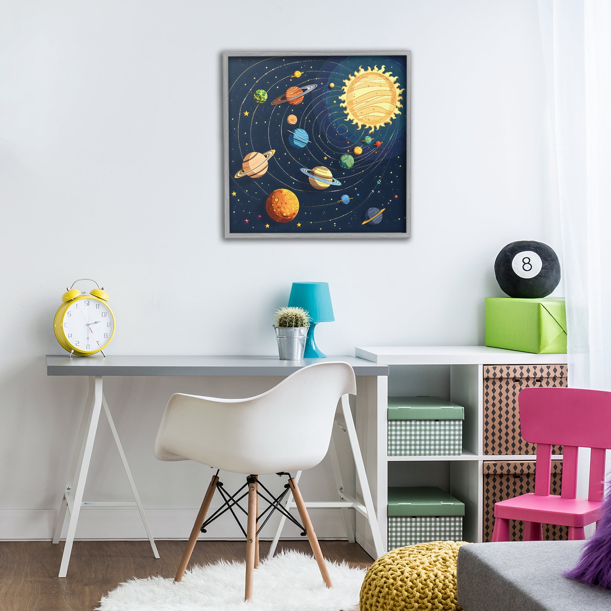Stupell Industries Planets Around The Sun Gray Framed Giclee Art, design by Creative Studio
