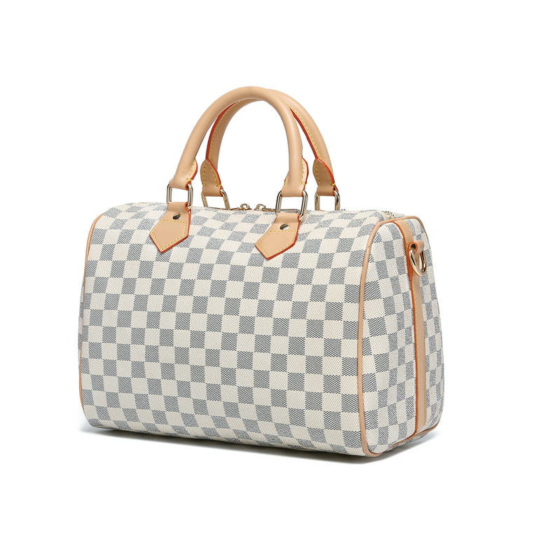 MK Gdledy White Checkered Handbags Leather Shoulder Tote bag Cross