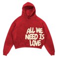 thumbnail image 4 of All WE NEED IS LOVE Men's Oversize Cropped Hoodie Casual Baggy Hop Gothic Pullover Long Sleeve Hoodie Colorful Sweatshirt With Pockets (Wine,M), 4 of 4