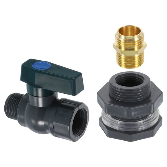 Uxcell 1 Set Rain Barrel Faucet Kit, 3/4" GHT Rain Barrel Spigot with Brass Adapter