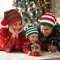 thumbnail image 3 of Winter Santa Hat Knitted Striped Print Color Matching Plush Ball High Elasticity Anti-slip Unisex Ear Protection Cold Resistant Christmas Cap Beanie, 3 of 10
