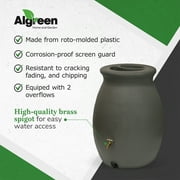 Algreen Castilla 50 Gallon Rain Water Collection Barrel, Brownstone