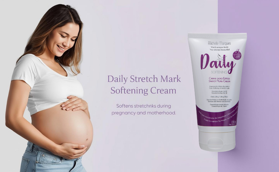 Michelle Marques Stretch Mark Cream – Pregnancy Safe, Hypoallergenic Formula with Almond Oil & Chamomile for Hydration and Elasticity (5.29 oz)