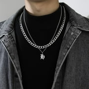 Punk Friends Gift Sweater chain Couple Necklace Thick Chain Men Women Titanium Steel Necklace Men Clavicle Chain Korean Style Necklace Cuban Letter Necklace H