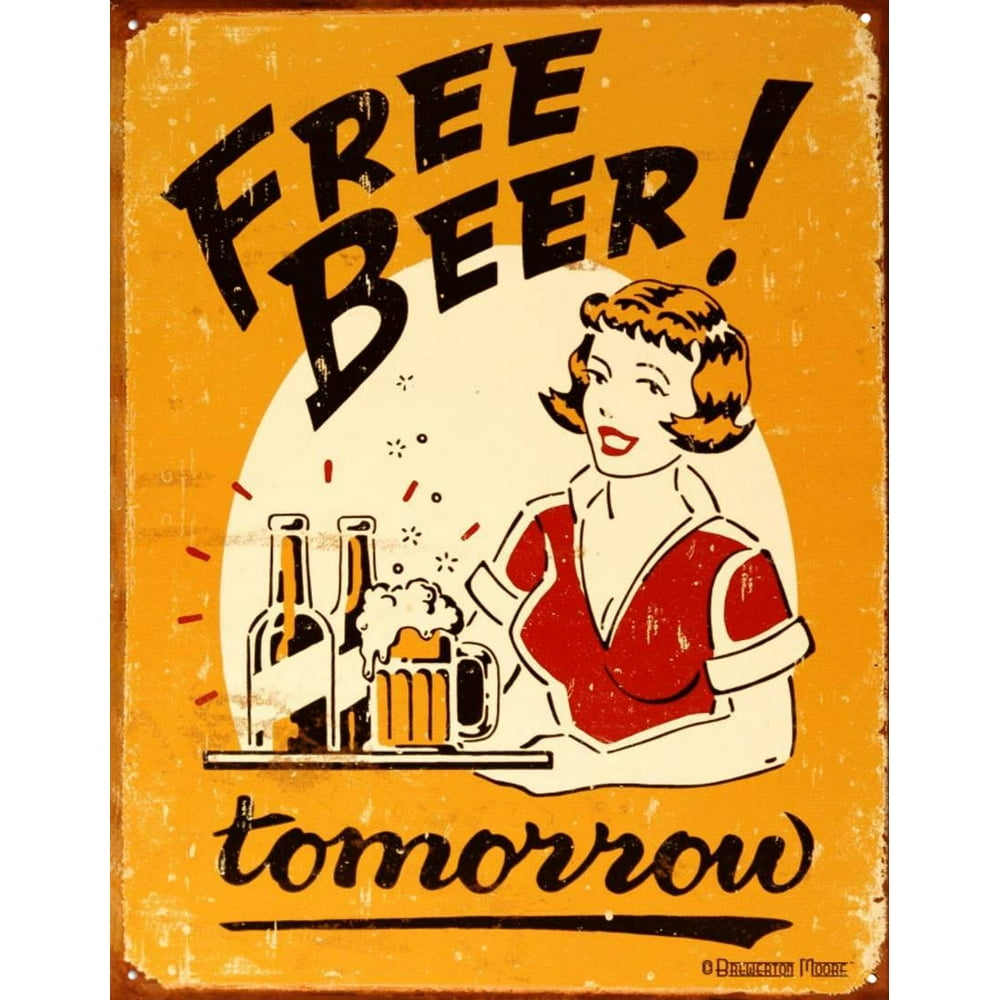 Free Beer Tin Sign 12.5x16