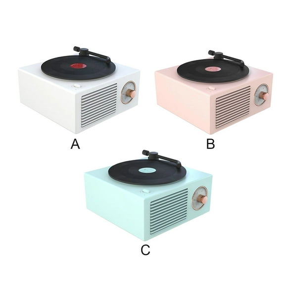 Turntable Speaker USB Bluetooth V5.0 Vinyl Record Turntable Speaker Player Stereo Vintage Portable Speaker, White