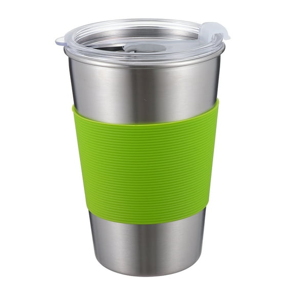 Kids Stainless Steel Tumbler with Straws - 500ml Spill Proof Toddler Cup - Green