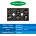 thumbnail image 3 of Uxcell Terminal Block 500V 20A Dual Row 3 Positions Screw Electric Barrier Strip 2 Pack, 3 of 5