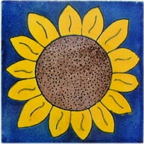 4.2x4.2 Big Sunflower Talavera Mexican Tile, Set of 9 pcs